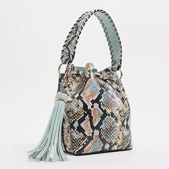 Aldo Handbags - Aldo dororyth snake multi color drawstring bucket bag. Hand and shoulder strap